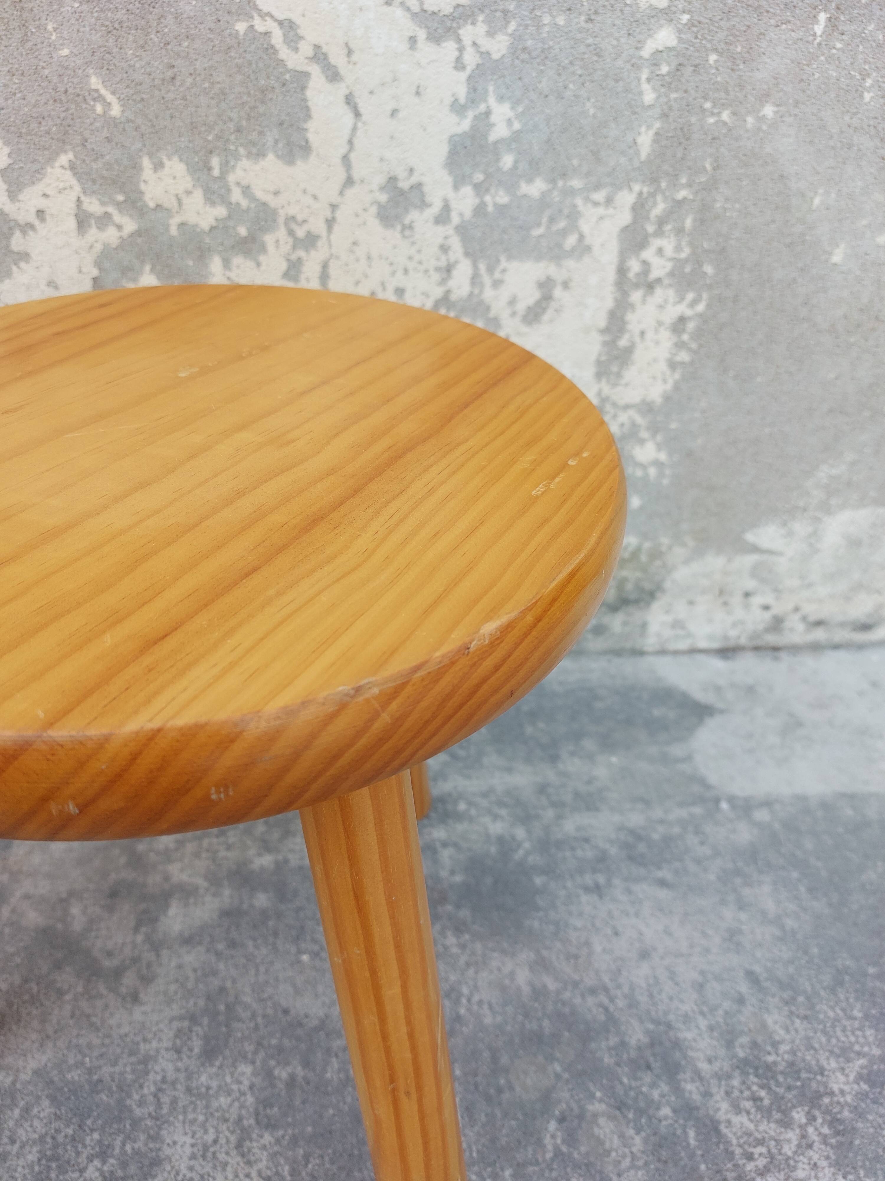 Pair of vintage pine tripod stools