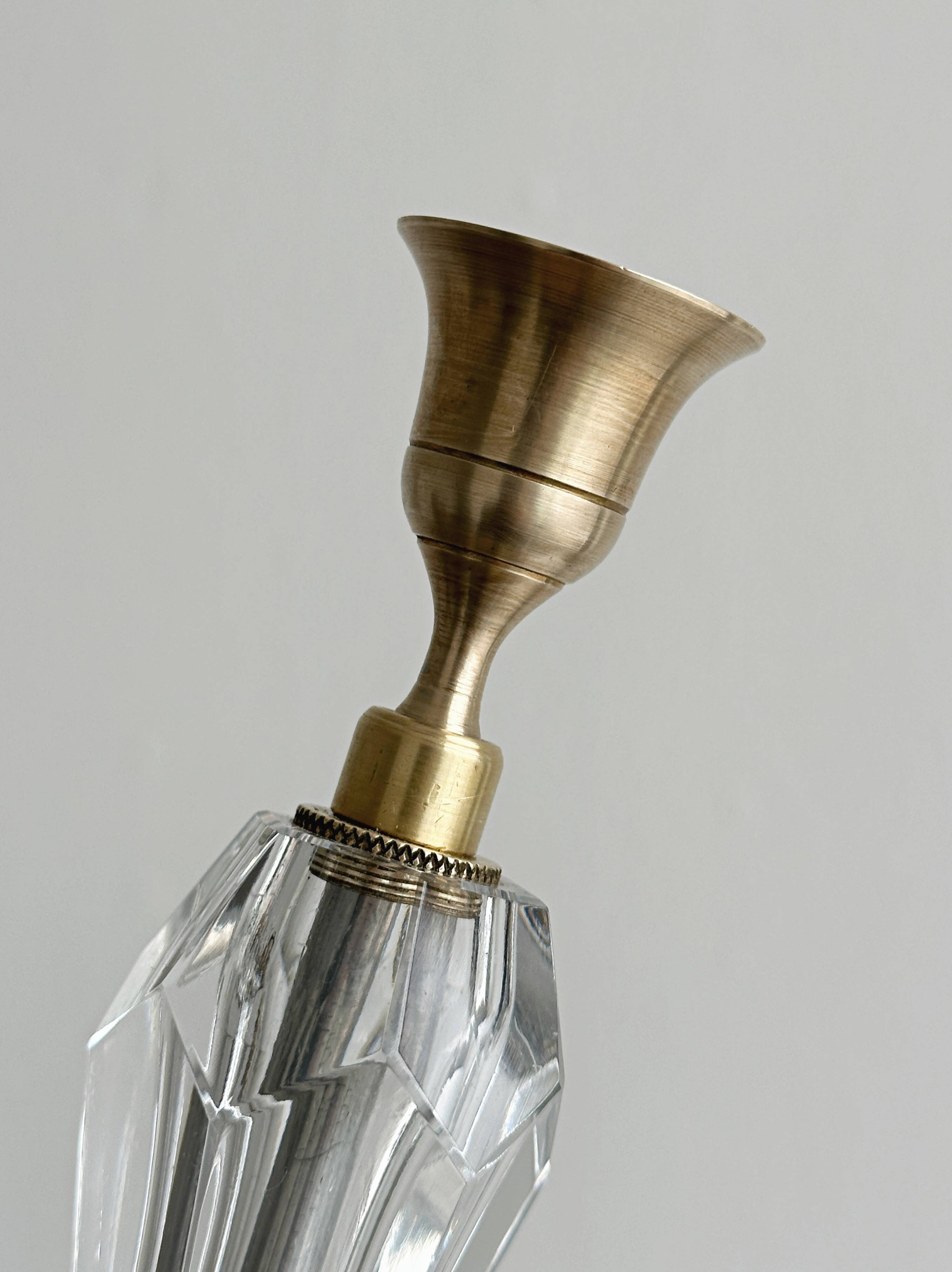 Vintage crystal and brass candlestick