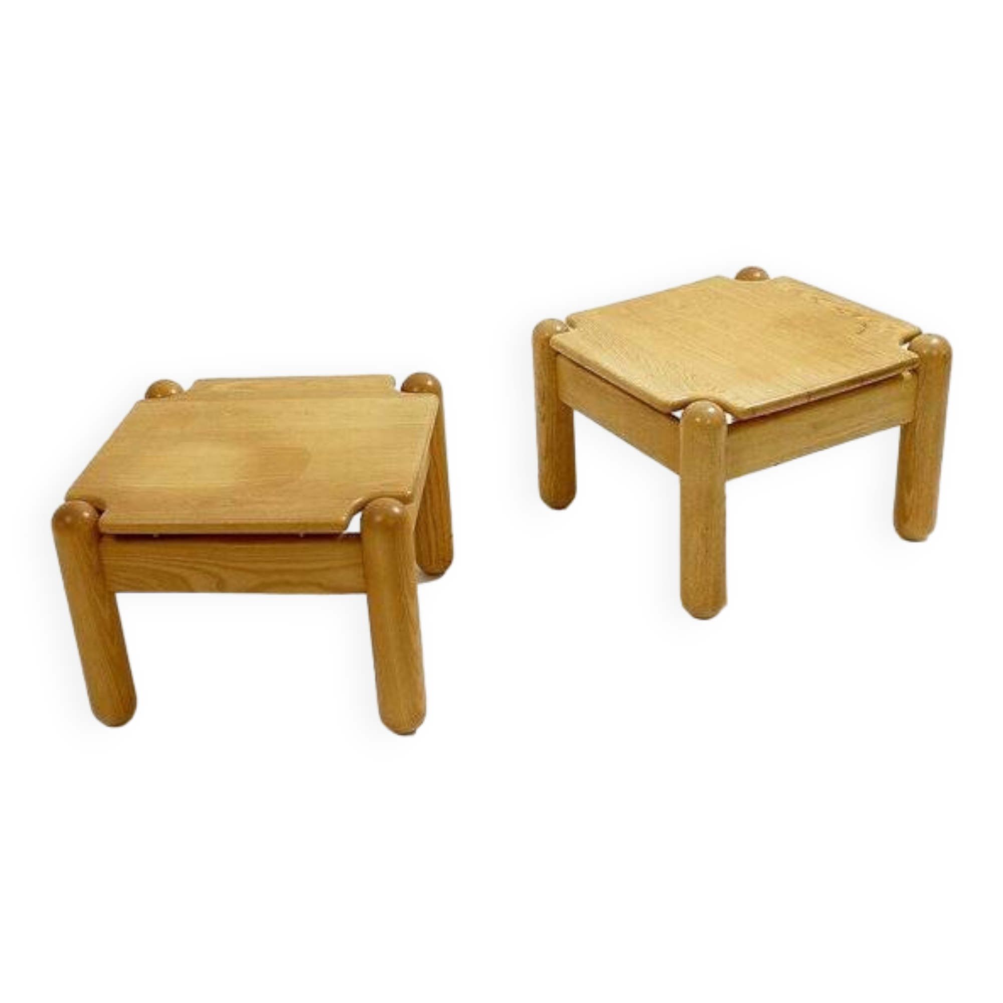 Pair of Mid Century square Pine Coffee Tables in the style of Ilmari Tapiovaara