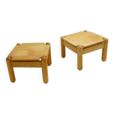 Pair of Mid Century square Pine Coffee Tables in the style of Ilmari Tapiovaara
