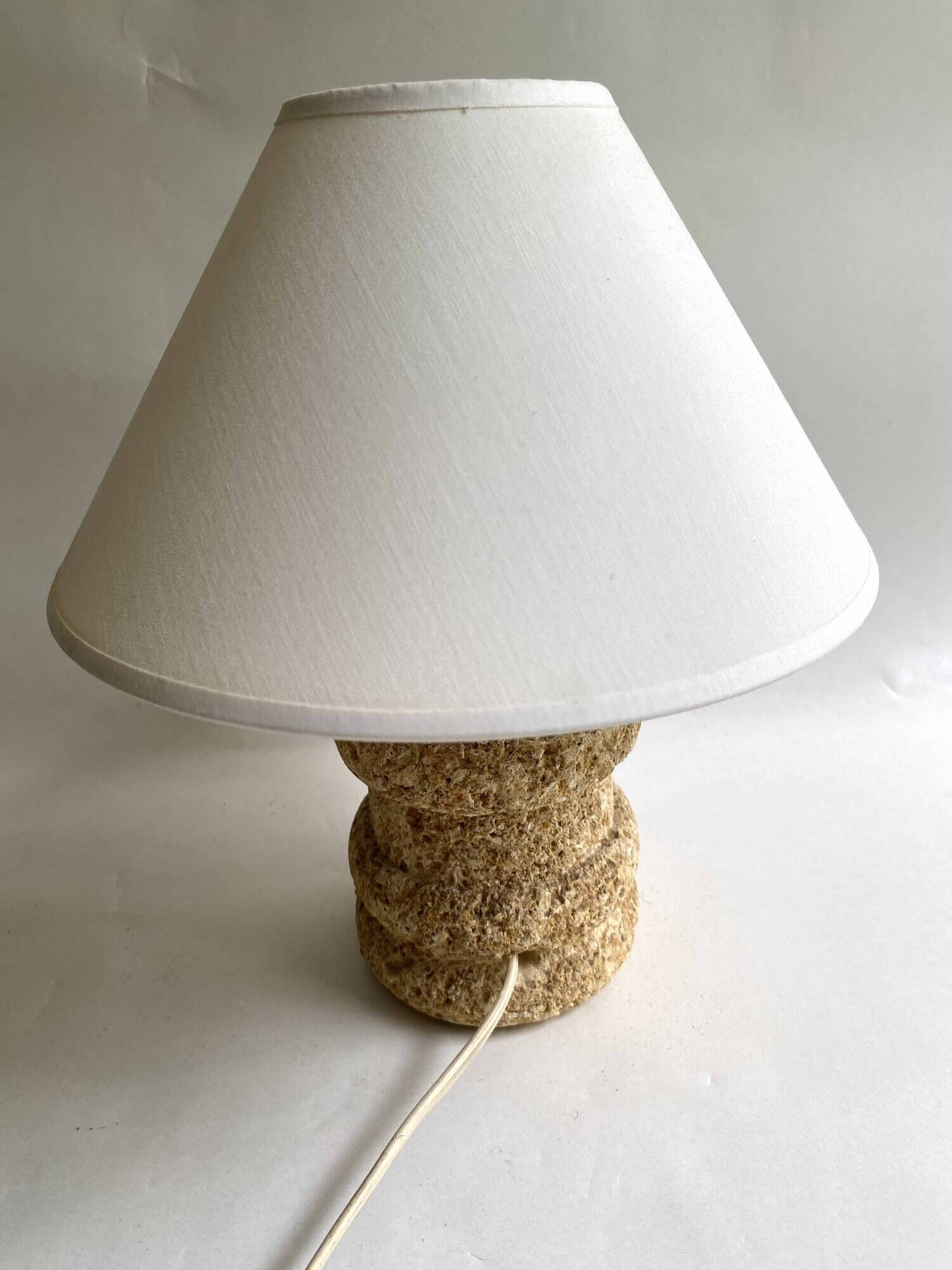 Lampe pierre annees 70 et l’abat-jour coton