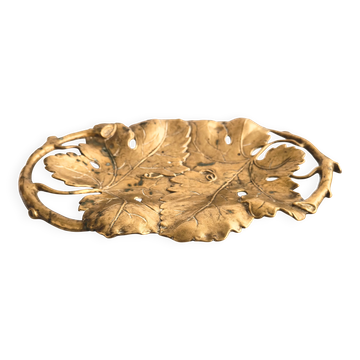 Plateau en bronze français style Feuille de Chêne des années 50