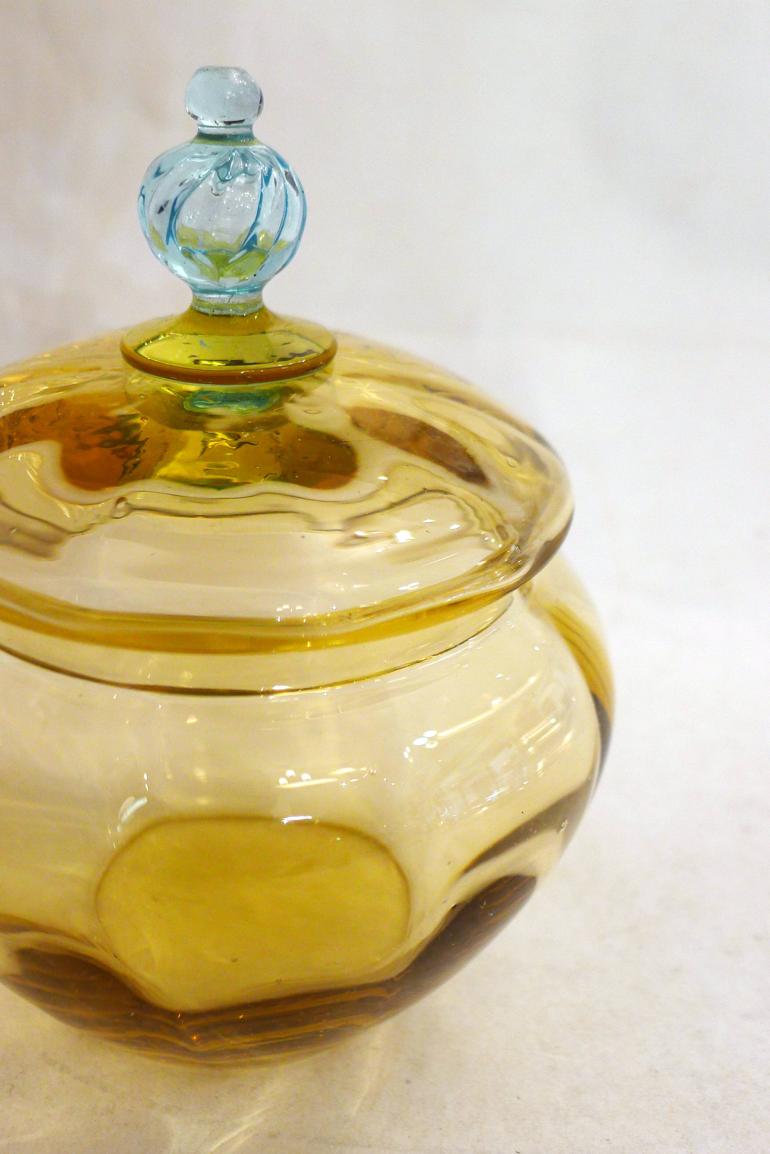 Antique two-tone blown glass bonbonnière