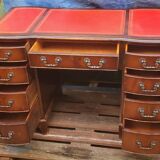 old flamed desk with serpentine pedestal, English, early 20th century