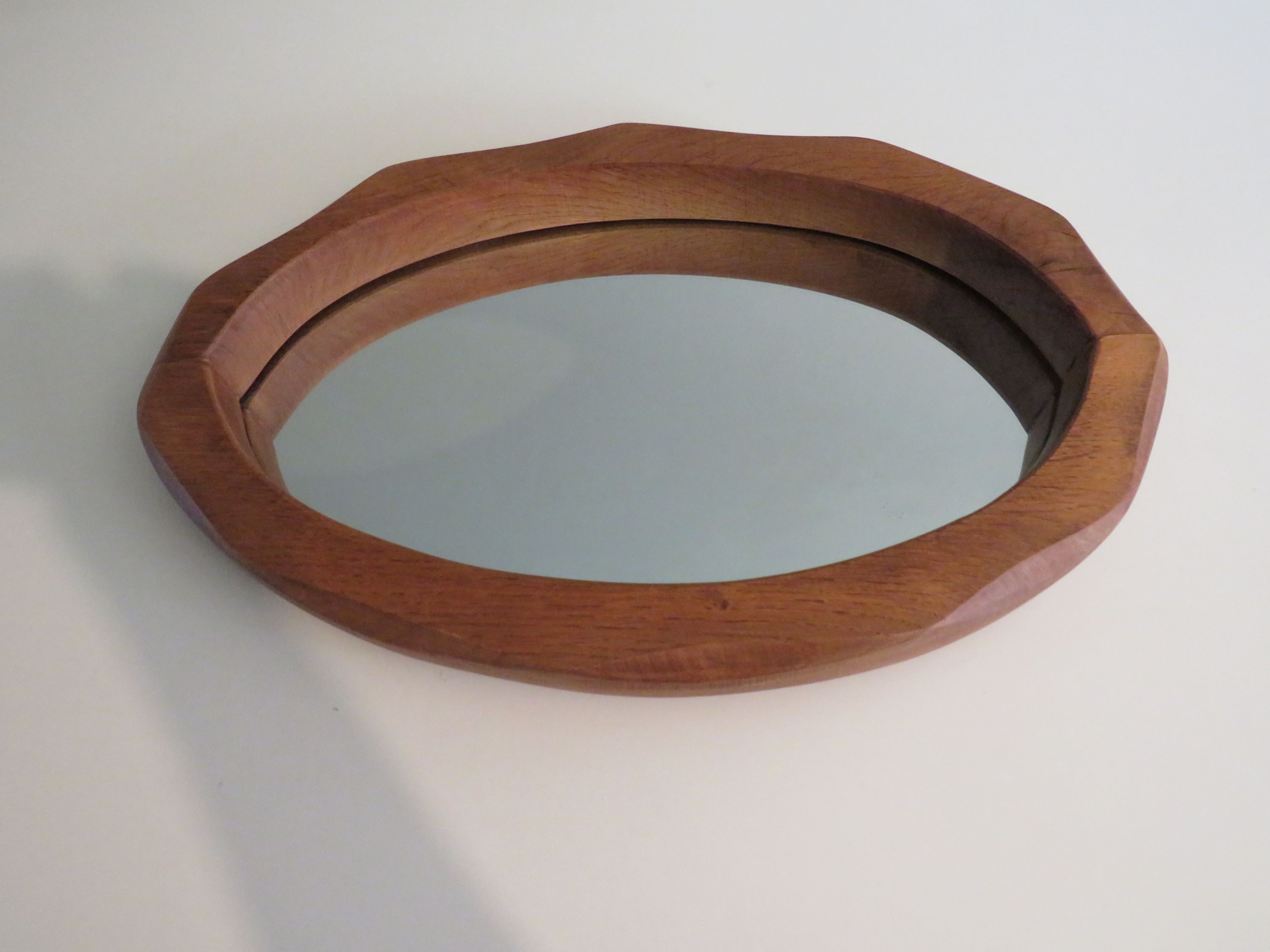 Brutalist mirror in solid oak, hand carved, Belgium 1970