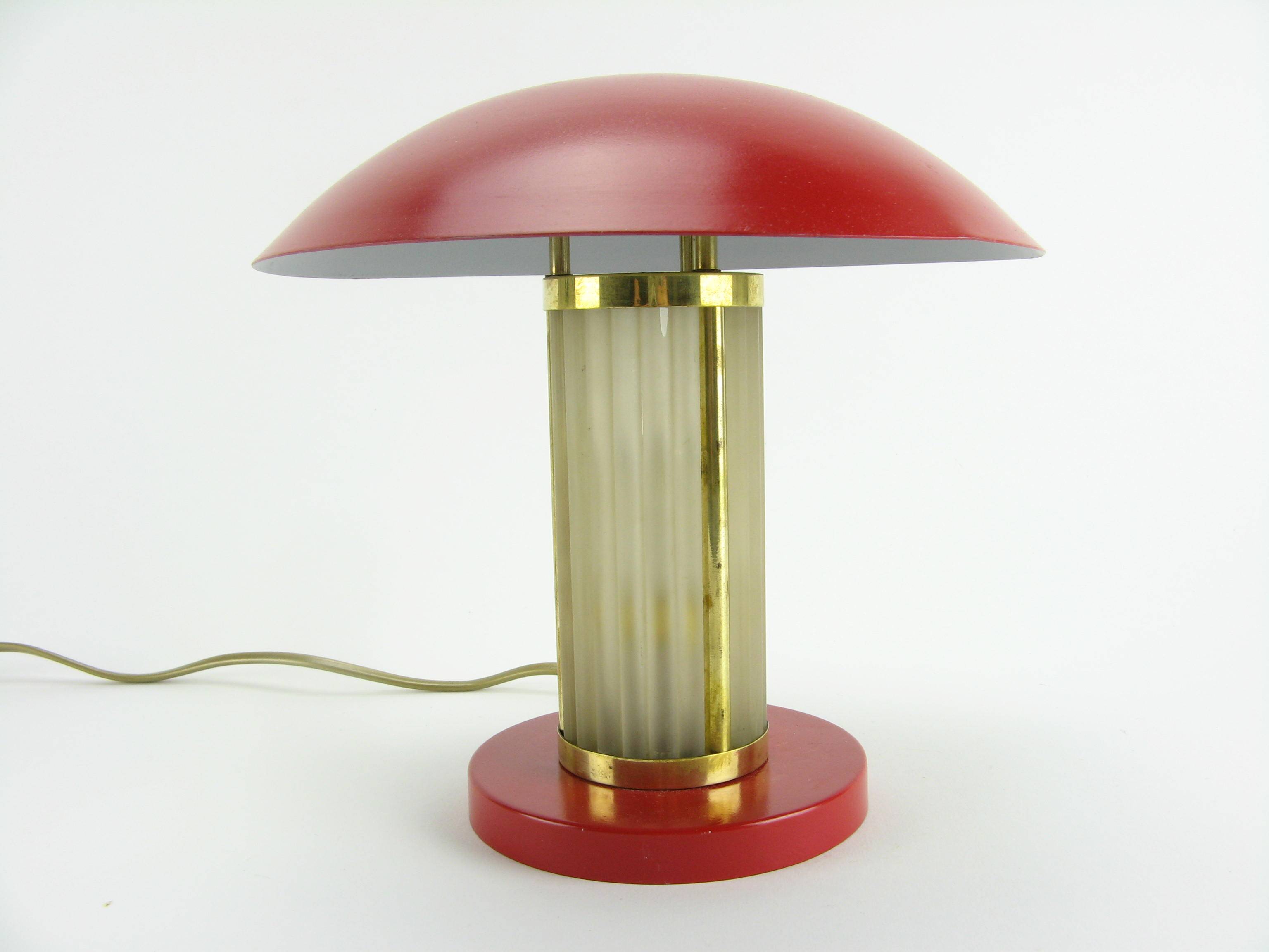 Art deco mushroom lamp made of glass, restored
