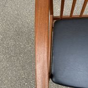 Scandinavian office armchair Swedish vintage 1960-70 teak & imitation leather