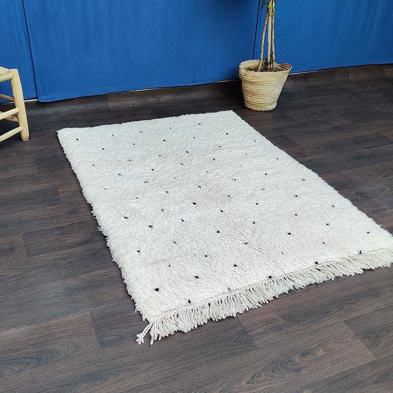 Beni Ouarain Berber Rug with Black Polka Dots