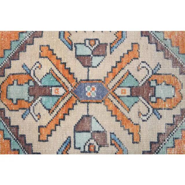 Vintage Turkish Oushak Handmade Wool Cotton Orange Runner Rug 116x250