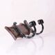 wood and wrought iron coat racks, set of two