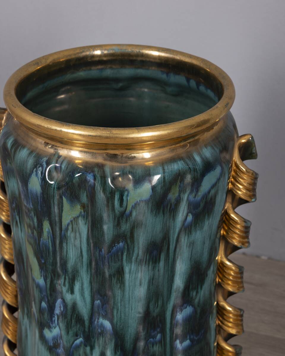 Large 1950s vintage decorated ceramic vase, Italian design