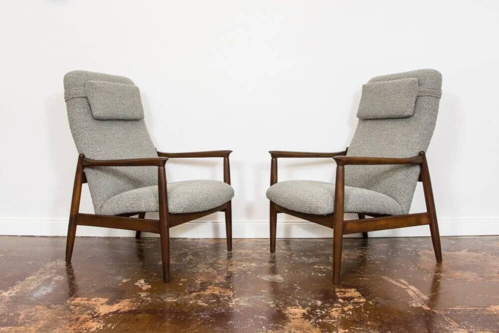 Mid-century high back armchairs by Edmund Homa, GFM, Poland, 1960s, set of