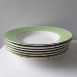 Vintage white and green deep plates stamped Arcachon.