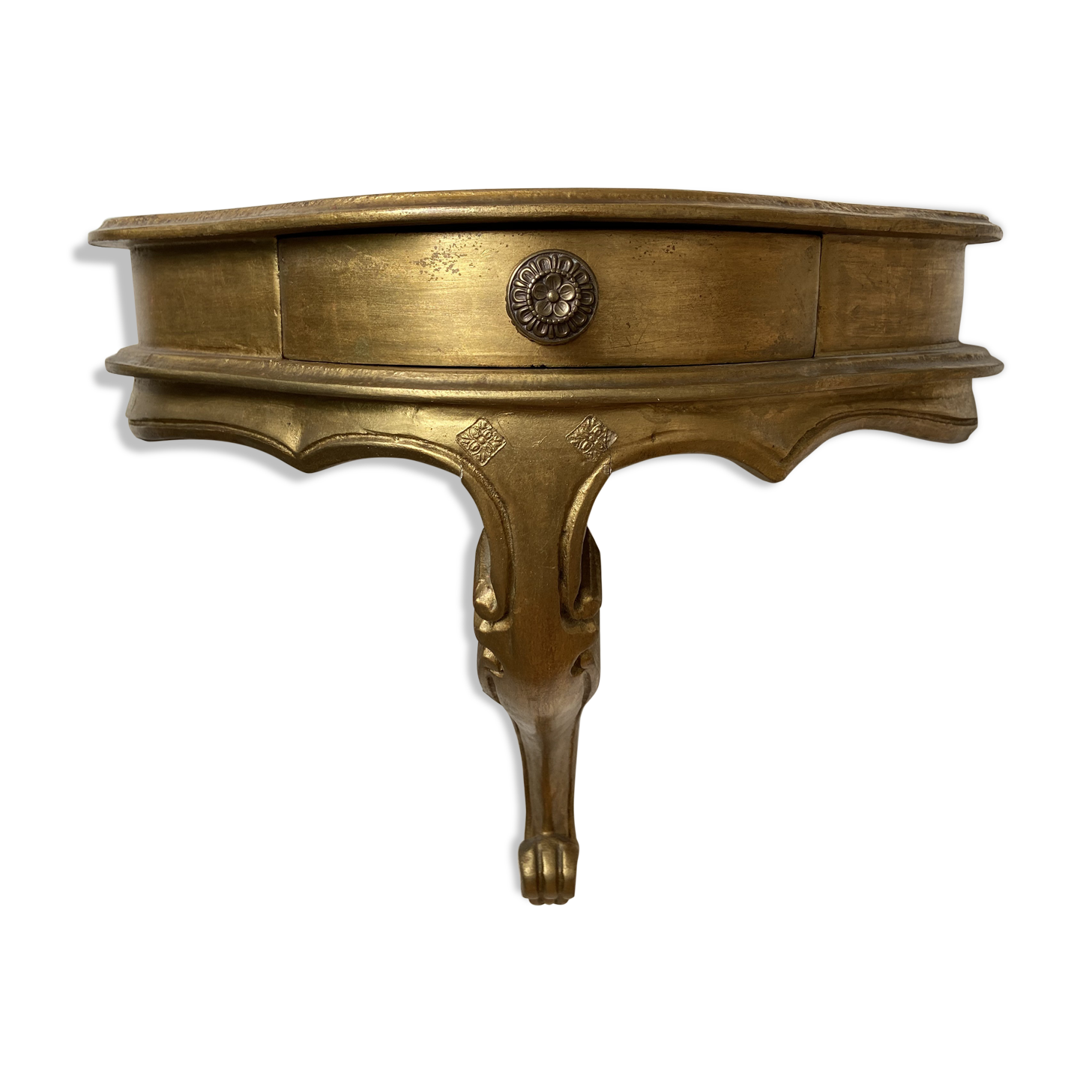 Gold wall shelf with drawer