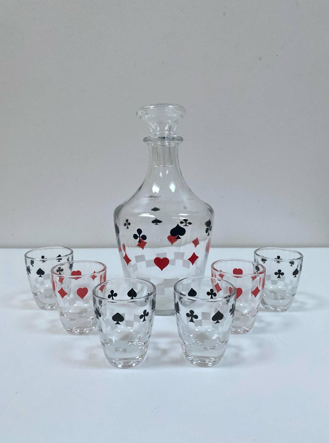 Carafe and 6 liqueur glasses, Arques Crystal Factory