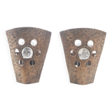 Set of Brutalist wall lamps in bronze, 1960s