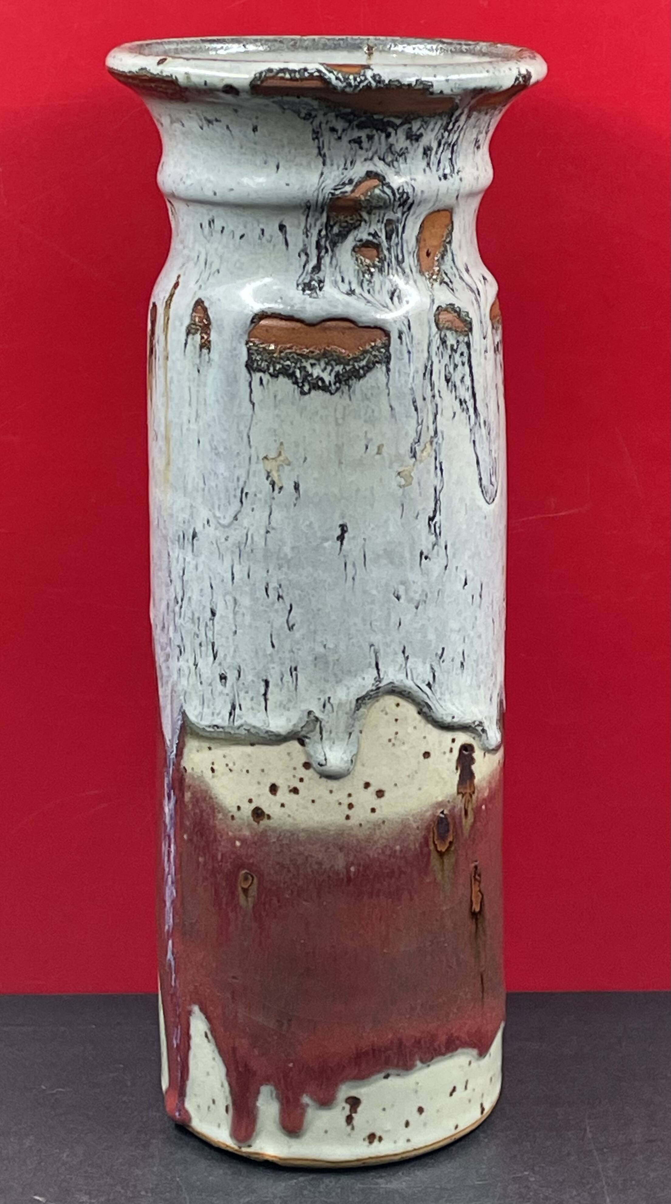 superb flared roller vase signed Les Salicornes Van Duser Lesburgueres 34 cm