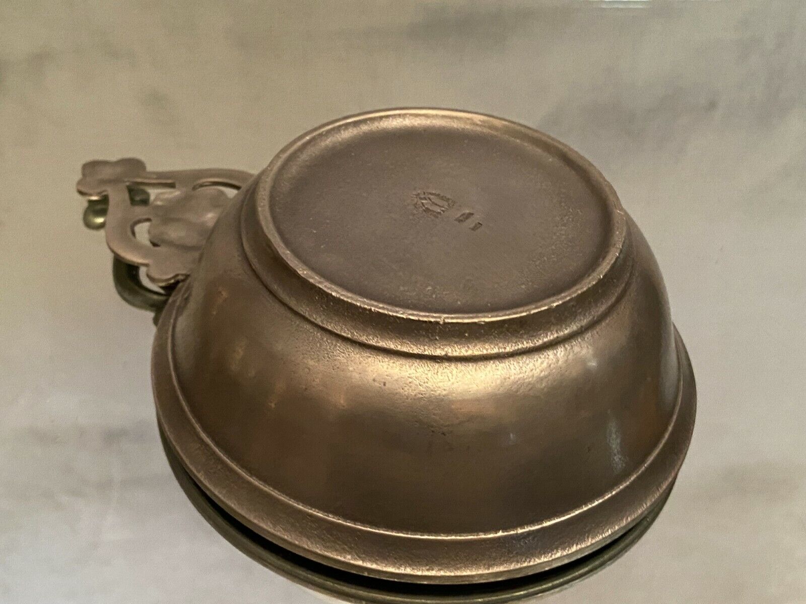 Regency style pewter bowl cup with handle