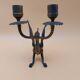 Pair of bronze candlesticks with chimera dragons