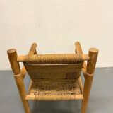 Wood and rope armchair and footrest