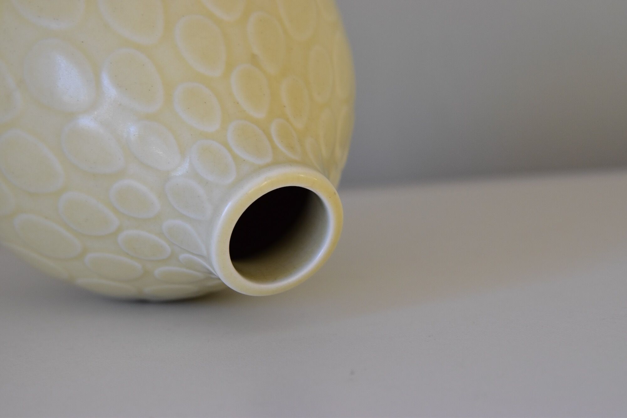 Set of two Nils Thorsson Yellow Faience Marselis Vase Aluminia Royal Copenhagen