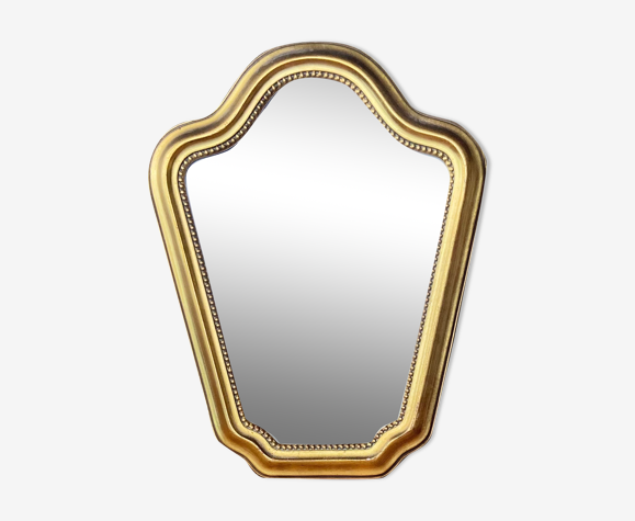 Miroir vintage en bois doré et perlé 27x35cm