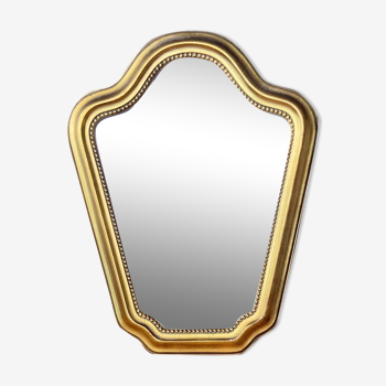 Vintage mirror in gilded and pearl wood 27x35cm