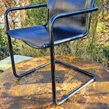 4 fauteuils Matteo Grassi en cuir noir