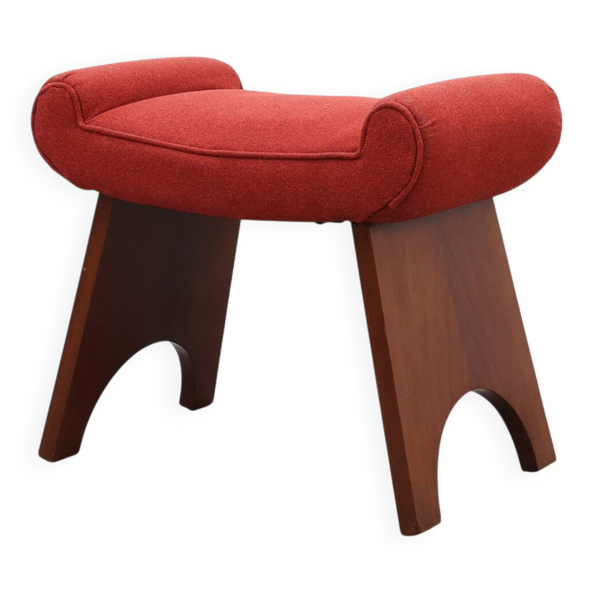 Art Deco Red Reupholstered Stool, Belgium ca. 1920