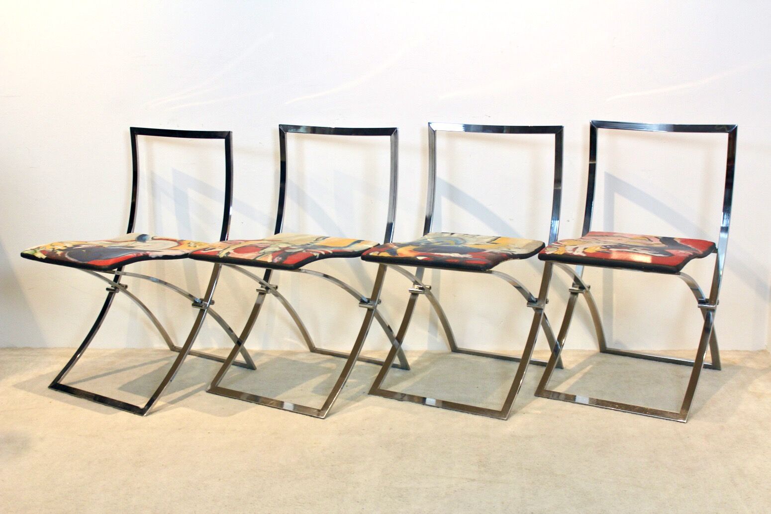 One off Hand painted set of four ‘Luisa’ Dining Chairs by Marcello Cuneo