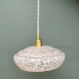 Vintage white Clichy glass lampshade pendant light