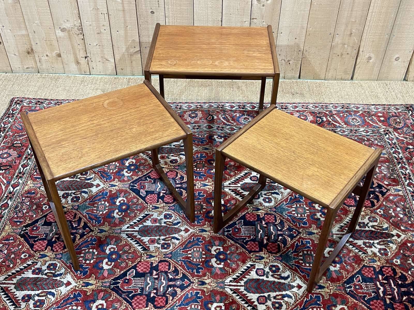 Set of 3 teak nesting tables from the GPlan brand from the 1970s