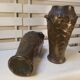 Pair of Art Nouveau baluster vases in copper earthenware by Gustave de Bruyn