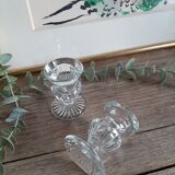 Lot 2 Vintage striated glass candlesticks