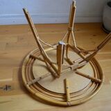 Vintage round rattan coffee table
