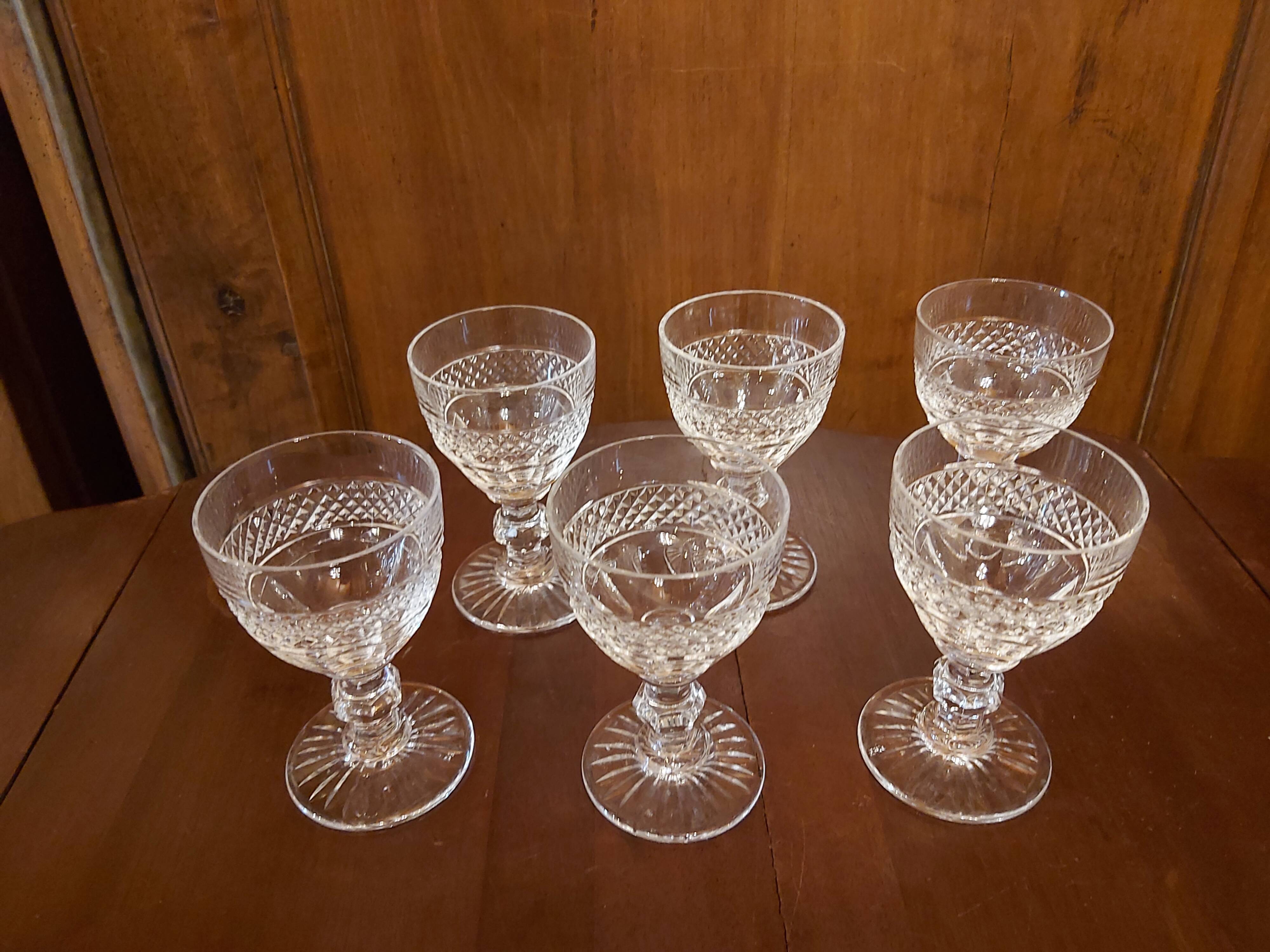 6 glasses in Bordeaux crystal Saint Louis model Trianon h 10.8 cm