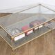 Table basse vintage en lucite metal et verre 1960