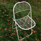 Trio of folding metal chairs