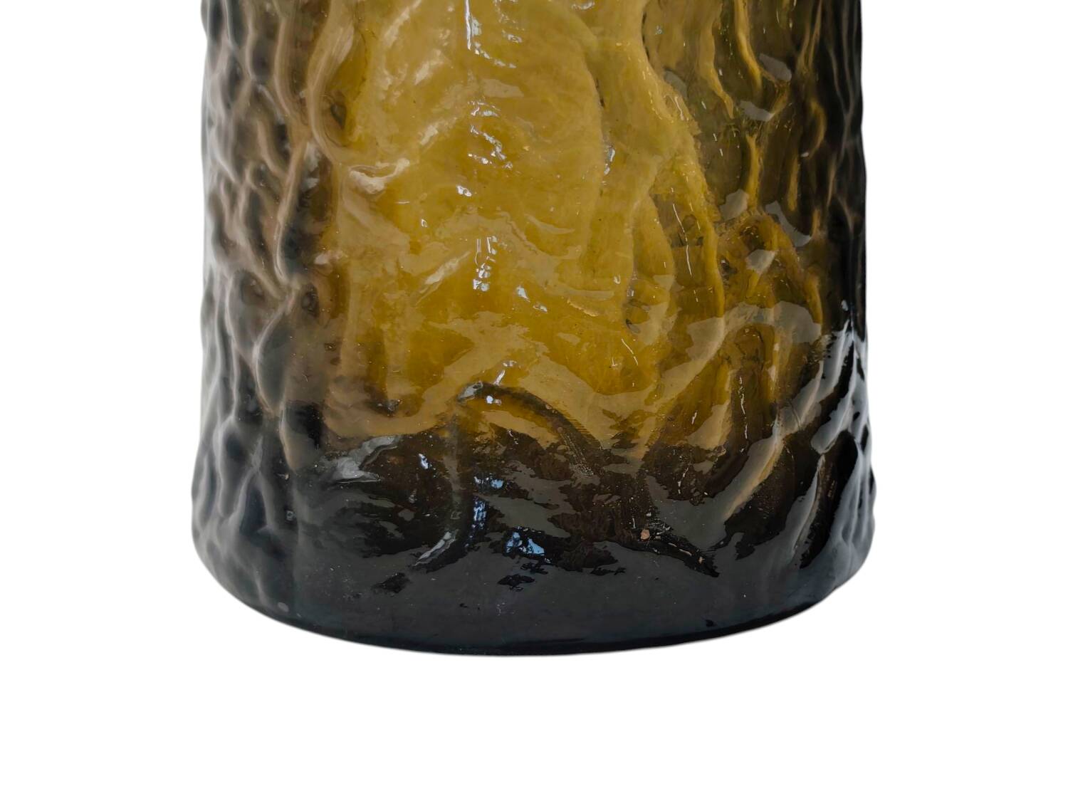 Vintage 1970s Art Glass Vase - Textured Amber Gradient Design