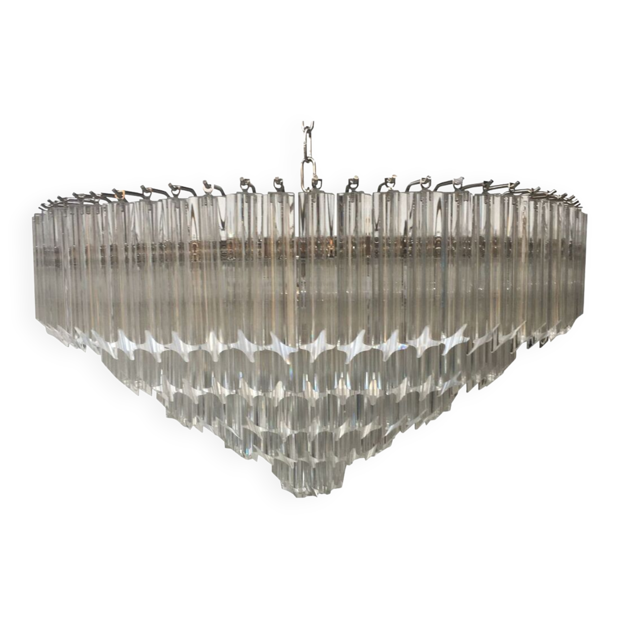 Contemporary clear quadriedro murano glass chandelier