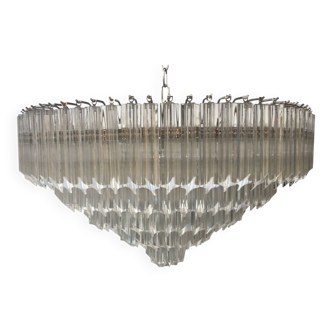 Lustre contemporain en verre quadriedro murano clair