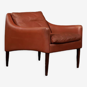 Rare Vintage Mid-Century Danish Modern Rosewood & Leather Lounge Chair Model 800 by Hans Olsen