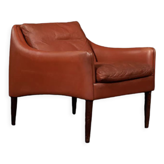 Rare Vintage Mid-Century Danish Modern Rosewood & Leather Lounge Chair Model 800 by Hans Olsen