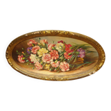 Oil on panel Bouquet with carnations 19th century