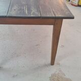 Old wooden table a drawer tray patina black waxed