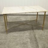 Table basse en marbre et piétement en laiton hauteur 46 cm