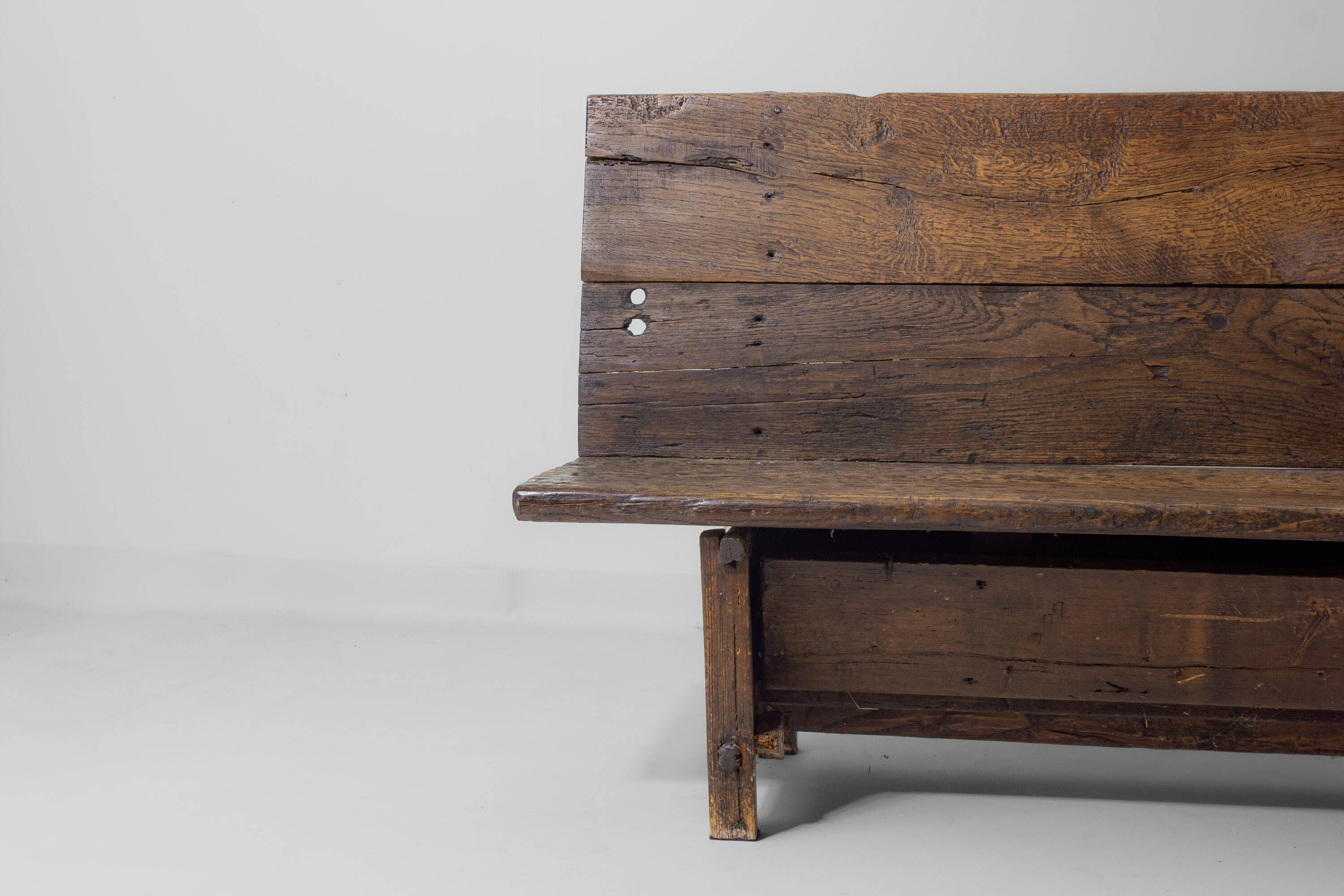 Early 1900s Art Populaire French fermette bench