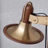 Lampadaire laiton et teck mid-century français