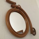 Vintage bicycle rattan mirror