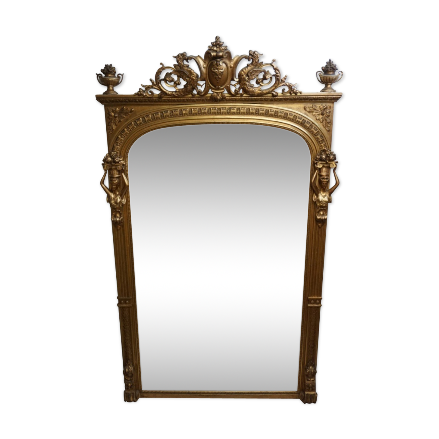 Big old mirror decorated with caryatids 193cm